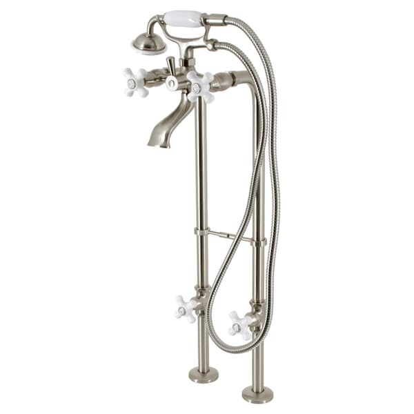 Kingston Brass CCK266PXK8 Freestanding Clawfoot Tub Faucet Package with Supply Line, Brushed Nickel CCK266PXK8 - main